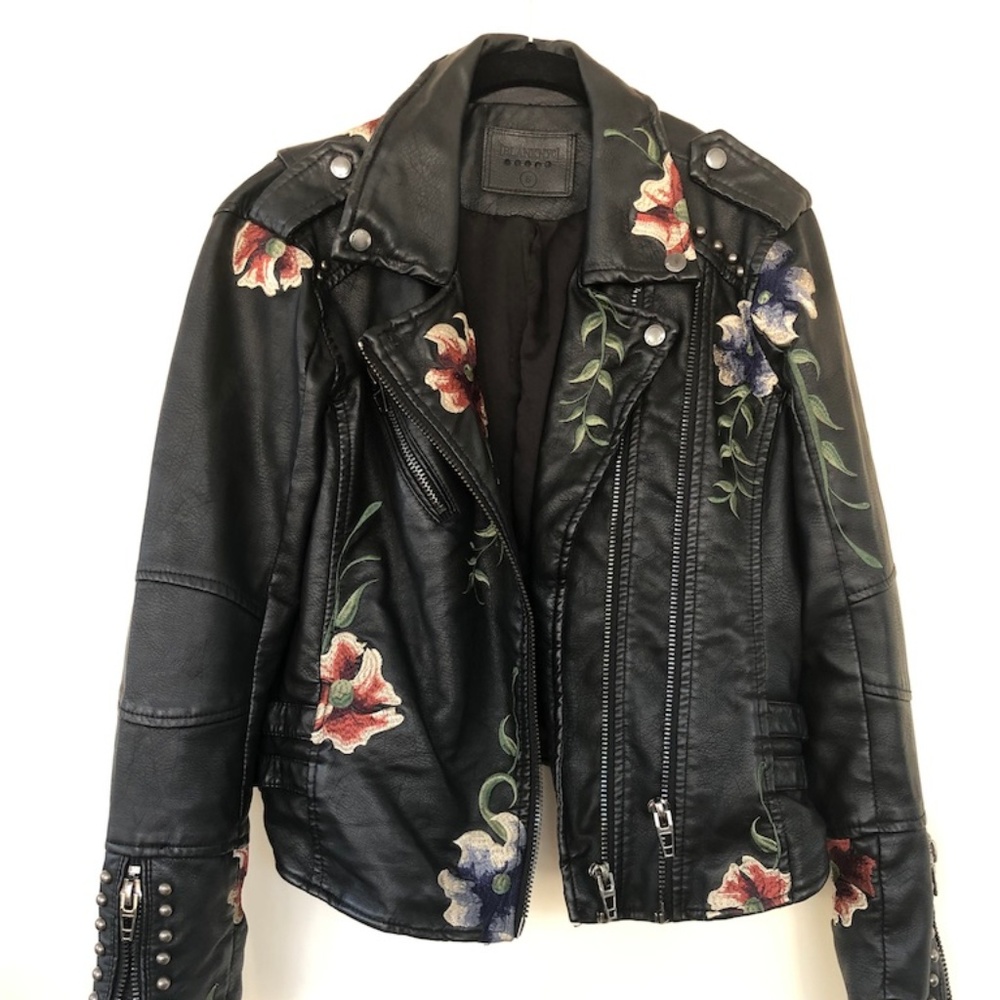 BLANK NYC Floral Leather Jacket